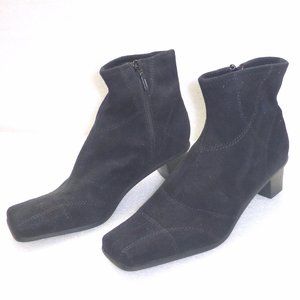 Unworn black patchwork square toe booties Impo faux suede leather boots 8 M